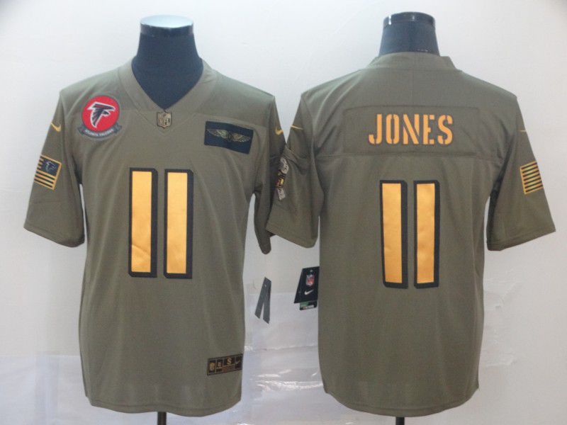 Men Atlanta Falcons #11 Jones green Gold Nike Olive Salute To Service Limited NFL Jersey